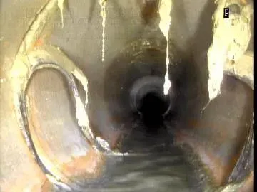 CCTV inspection view inside a sewer pipe